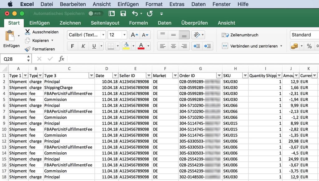 Analyze Amazon order data with Excel