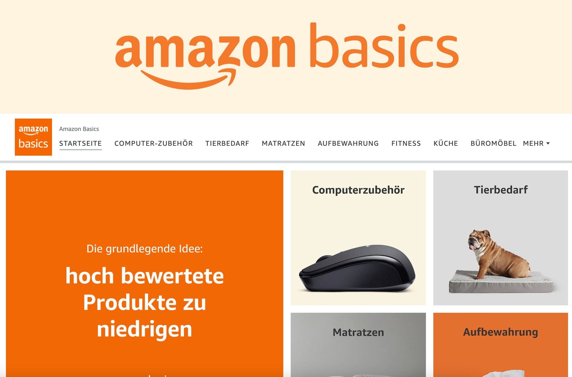 Amazons Markenstore der Marke Amazon Basics
