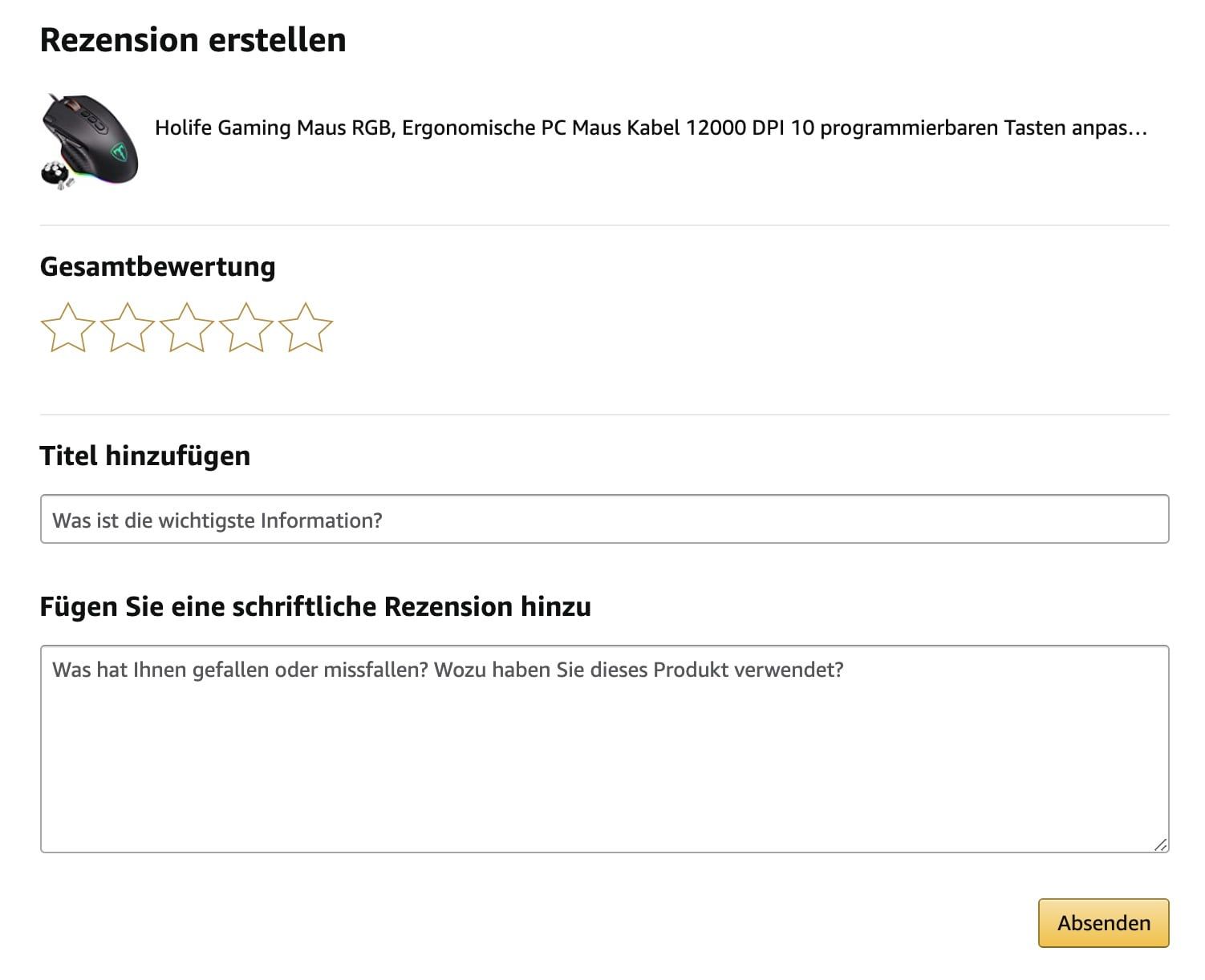 Erstellen einer Amazon Rezension