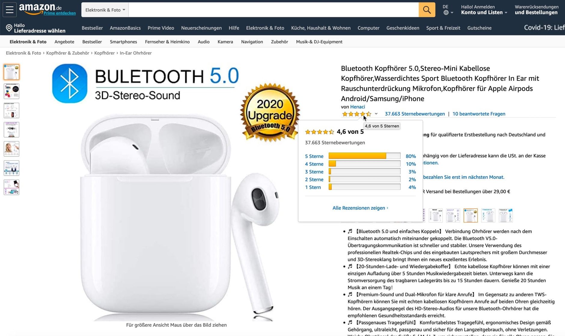 Amazon Produkt mit vielen Bewertungen