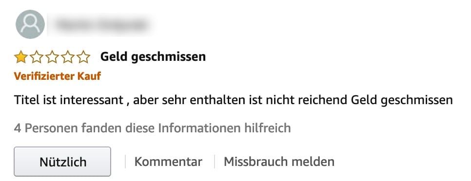 Fake Nützlich Bewertung auf Amazon