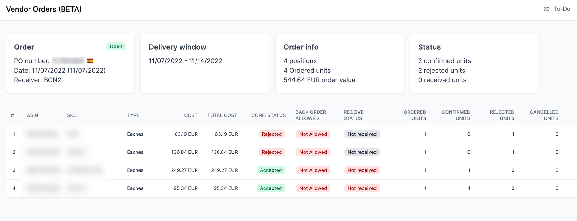 Vendor Orders Overview