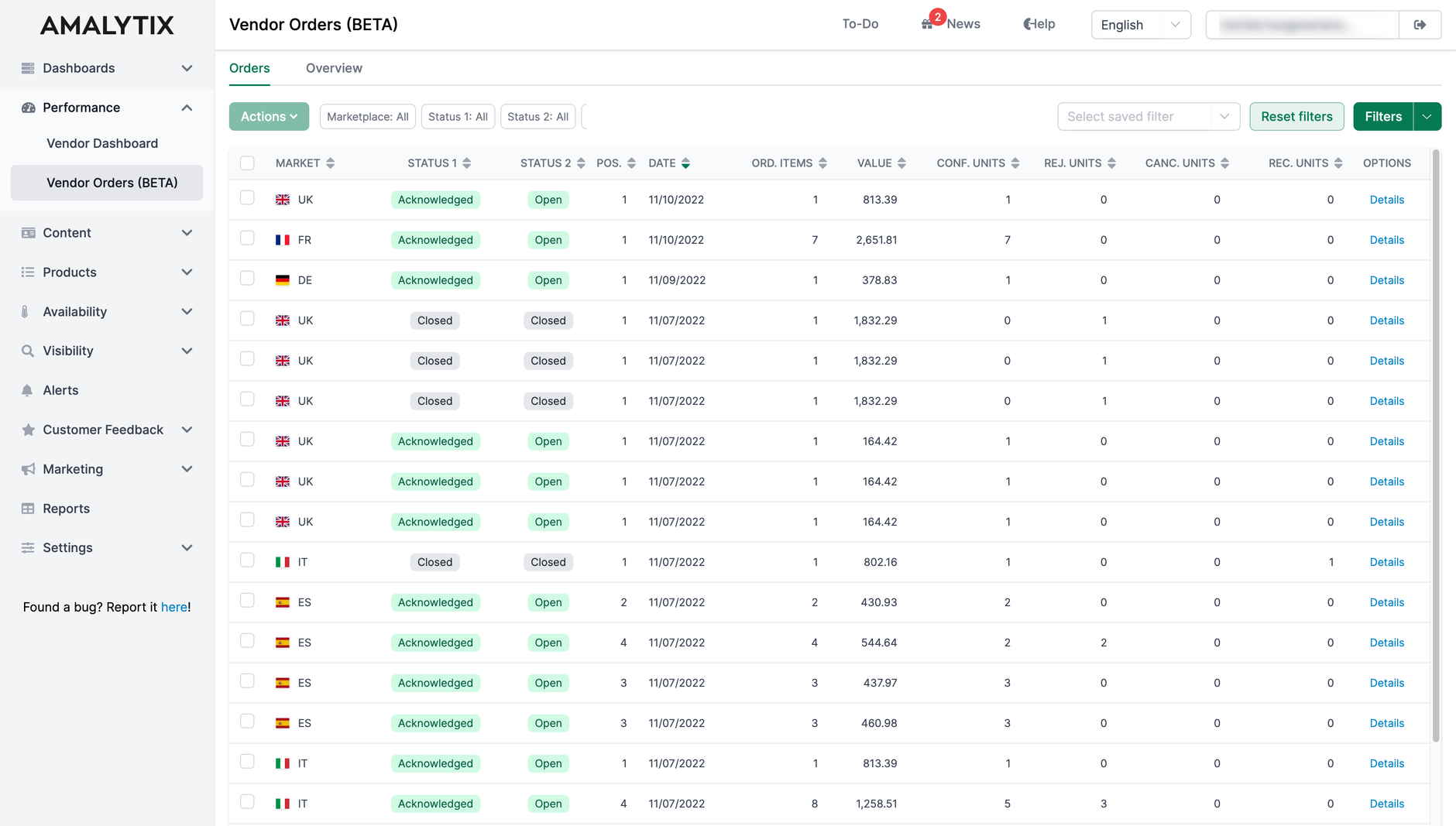 Vendor Orders Overview