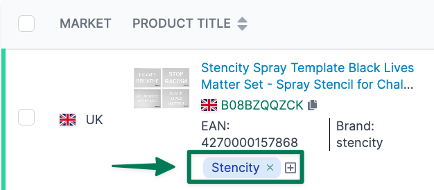 Assign tags to any Amazon product in AMALYTIX