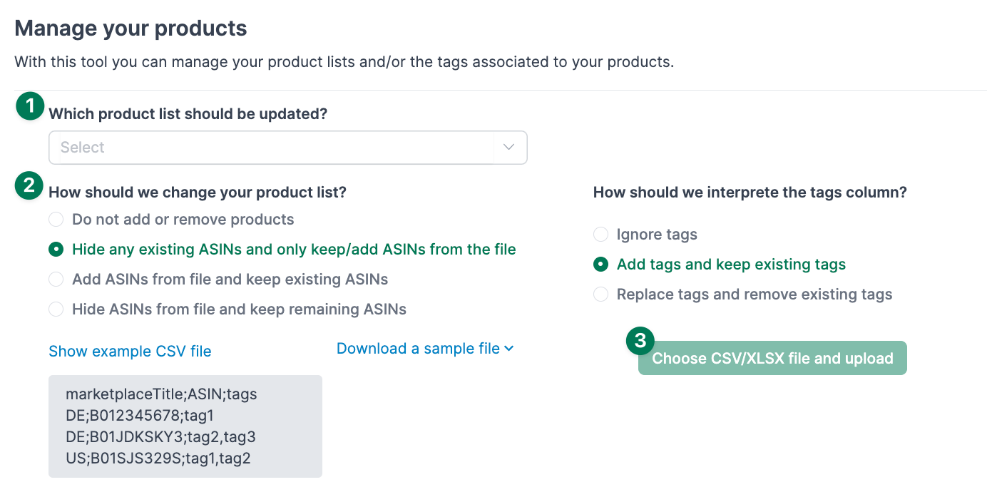 Manage Amazon product lists with Amalytix