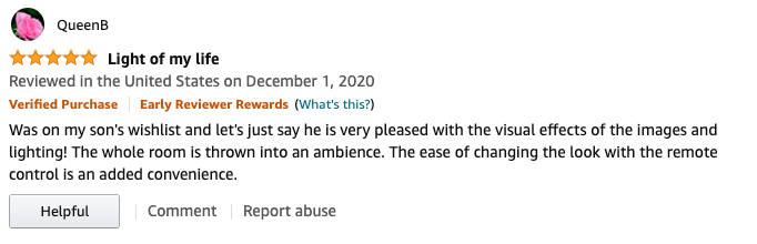 Image of an Amazon review with a nickname