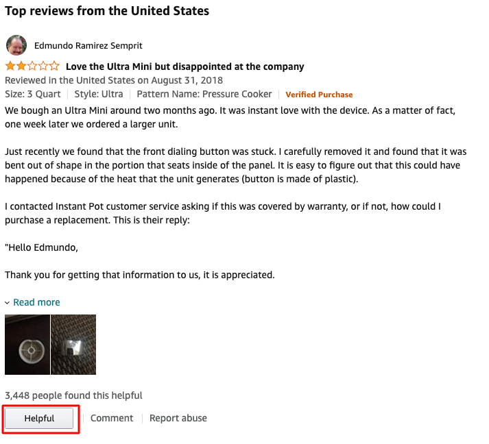 Image of an Amazon top review