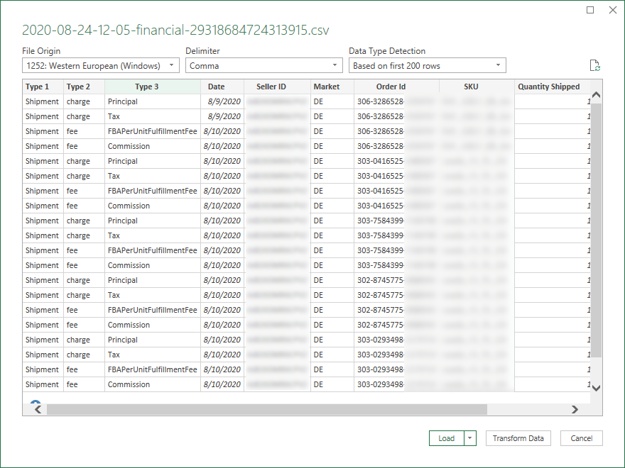 Select comma as a separator to load data in Excel