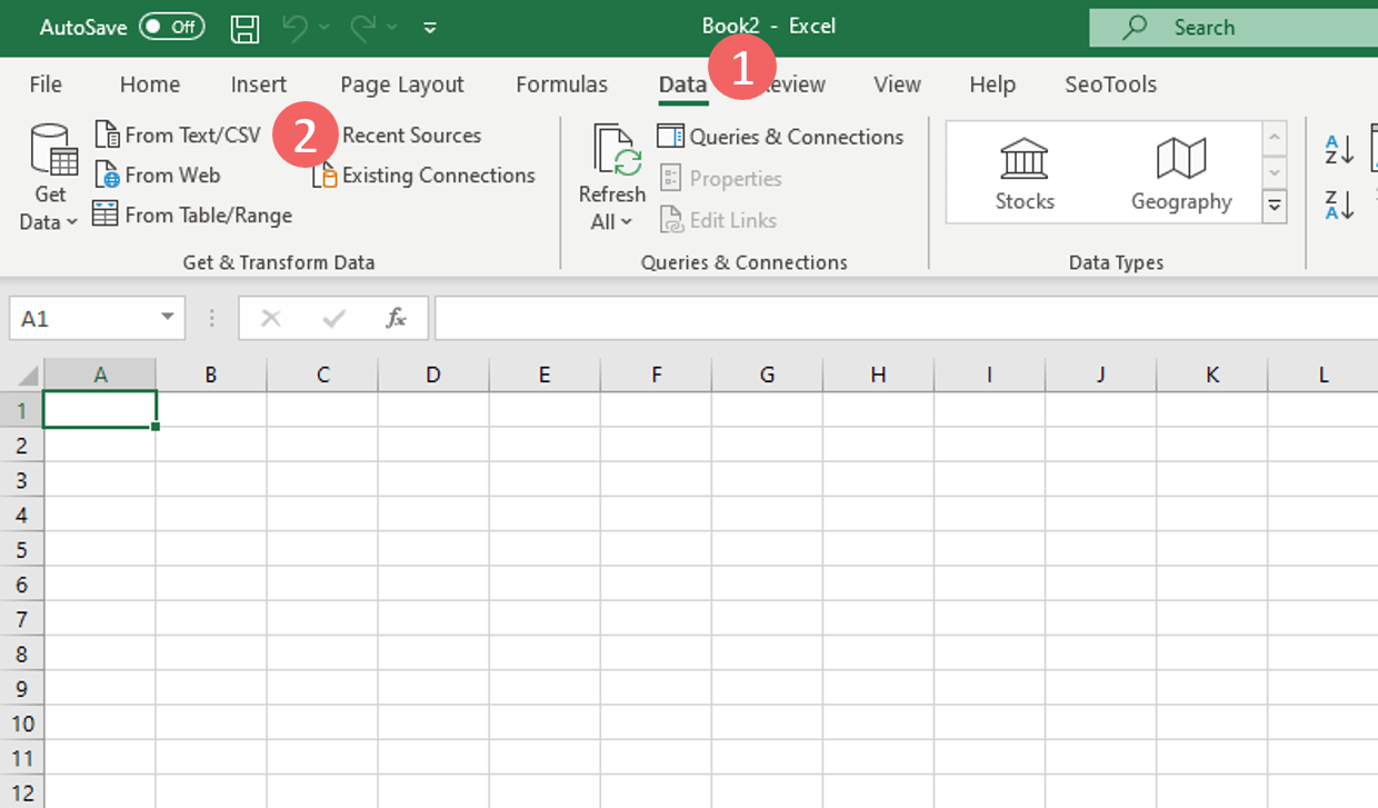 Import data into excel