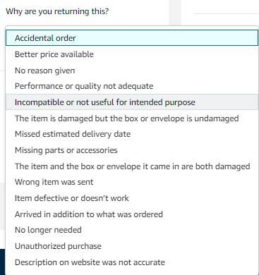 Customer reports a problem with the order