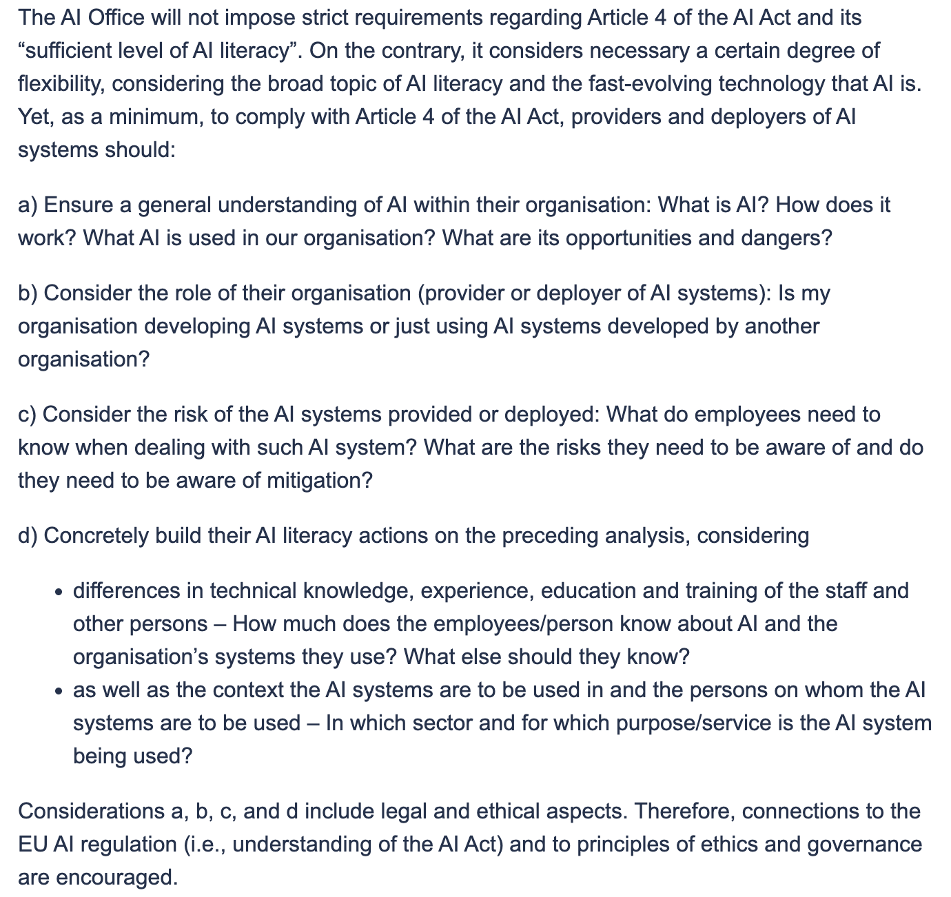 AI Literacy Obligations under the EU AI Act