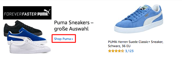 Display the Amazon Brand Store as a banner above the search results