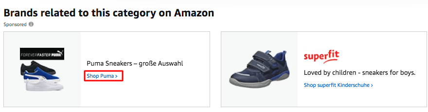 Display the Amazon Brand Store as a banner below the product detail page
