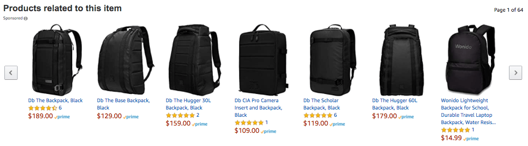 Amazon Sponsored Products ads above the customer feedback section