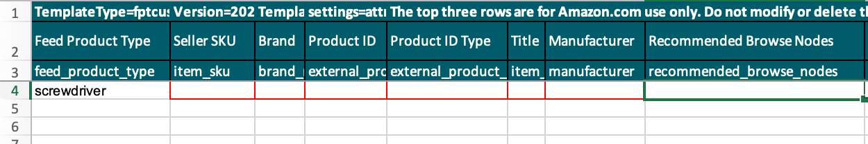 Inventory file with preselected product type