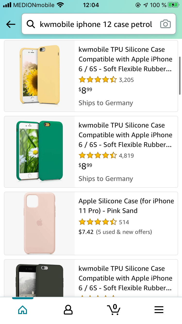 Amazon product image in the amazon search mobil