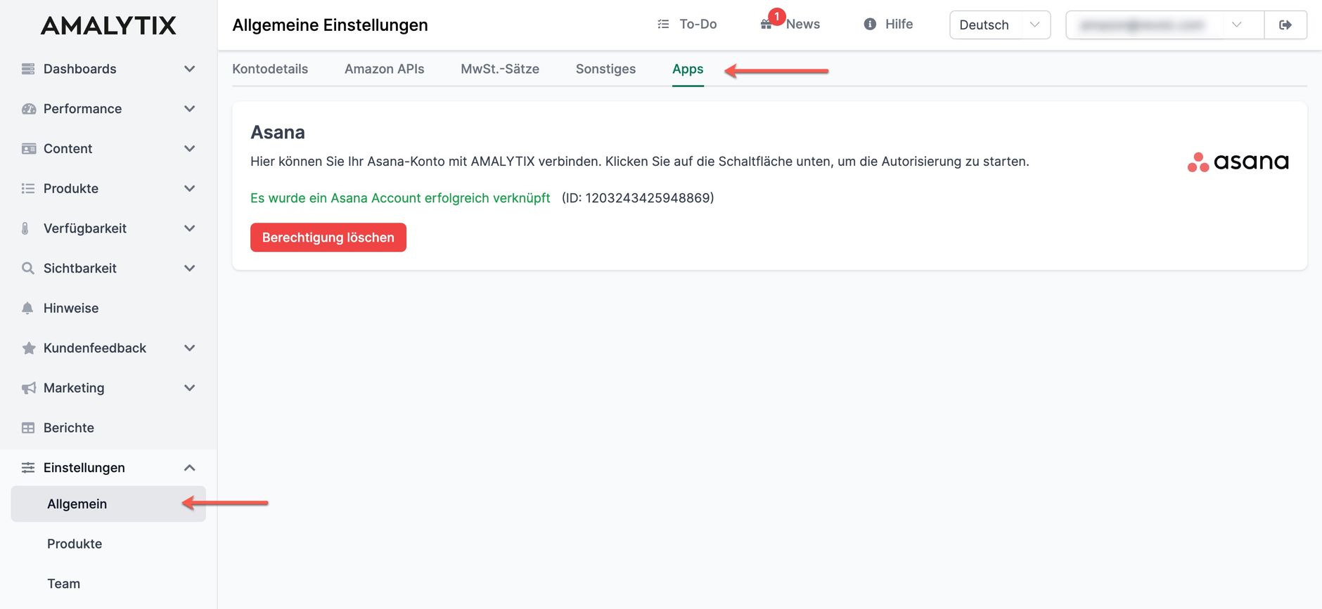AMALYTIX mit anderen Apps verbinden