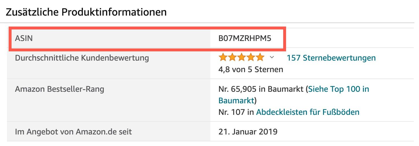 ASIN nicht gefunden