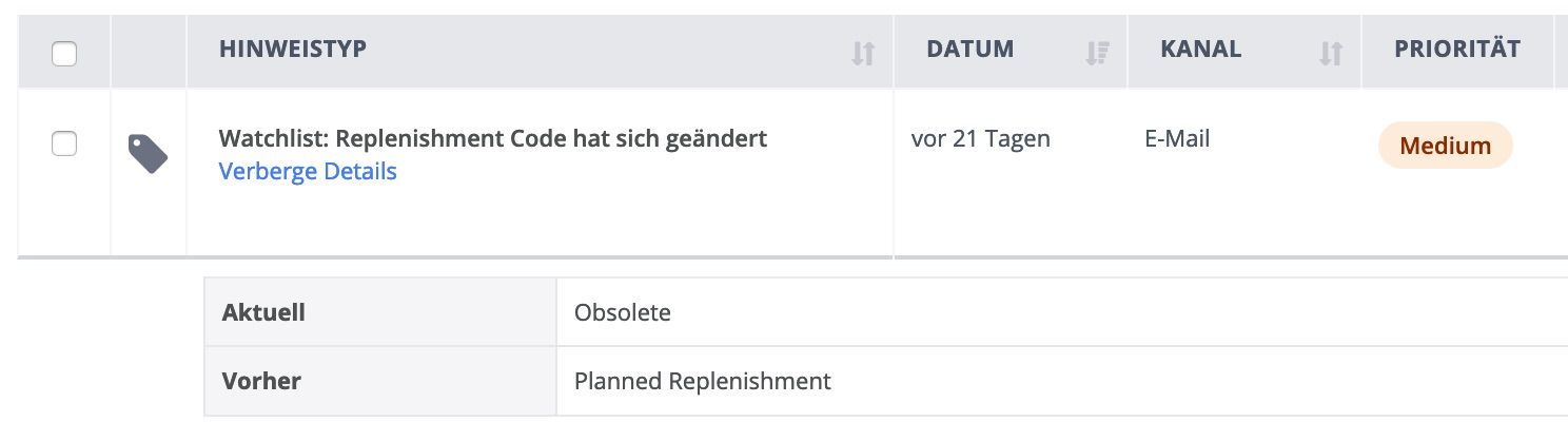 Amazon Hinweis Replenishment Code hat sich geändert zusätzliche Angaben