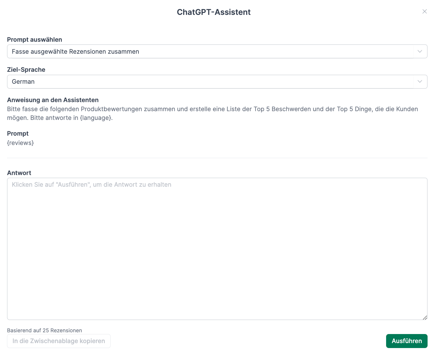 ChatGPT-Assistent in AMALYTIX