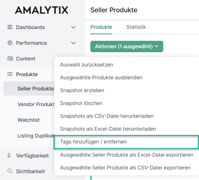 AMALYTIX Seller Produkte Tags für mehrere Produkte