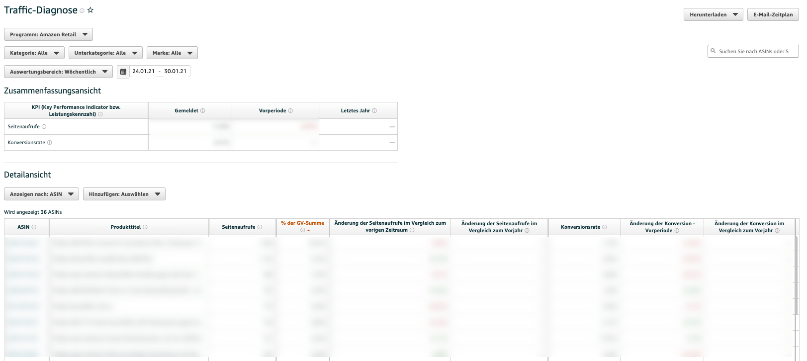 Amazon Traffic Diagnose Bericht