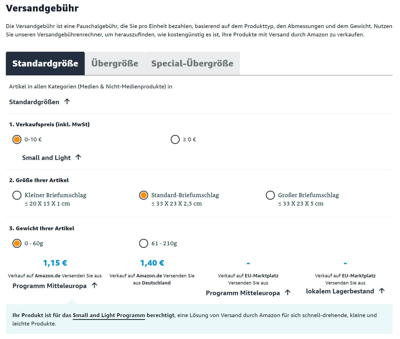 Versandgebühren Rechner Amazon