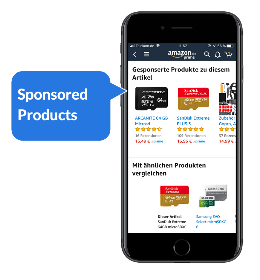 Amazon Sponsored Products mobile Ansicht