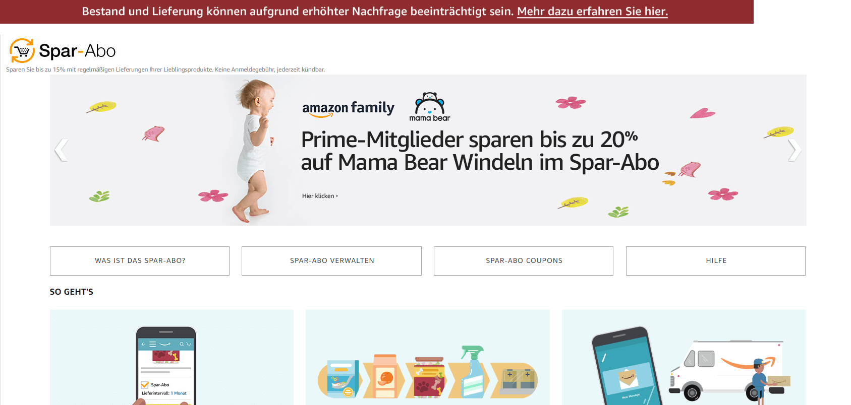 Amazon Spar-Abo Webseite