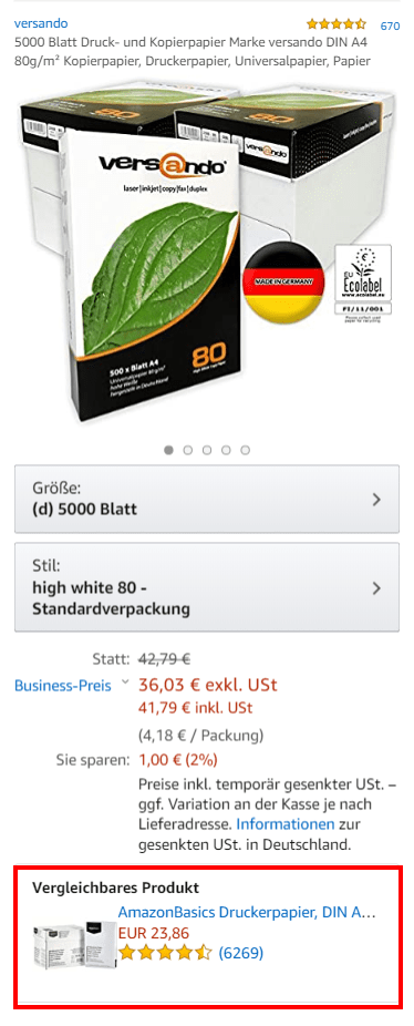 Beispiel für mobile Version einer Amazon Sponsored Display Anzeige 