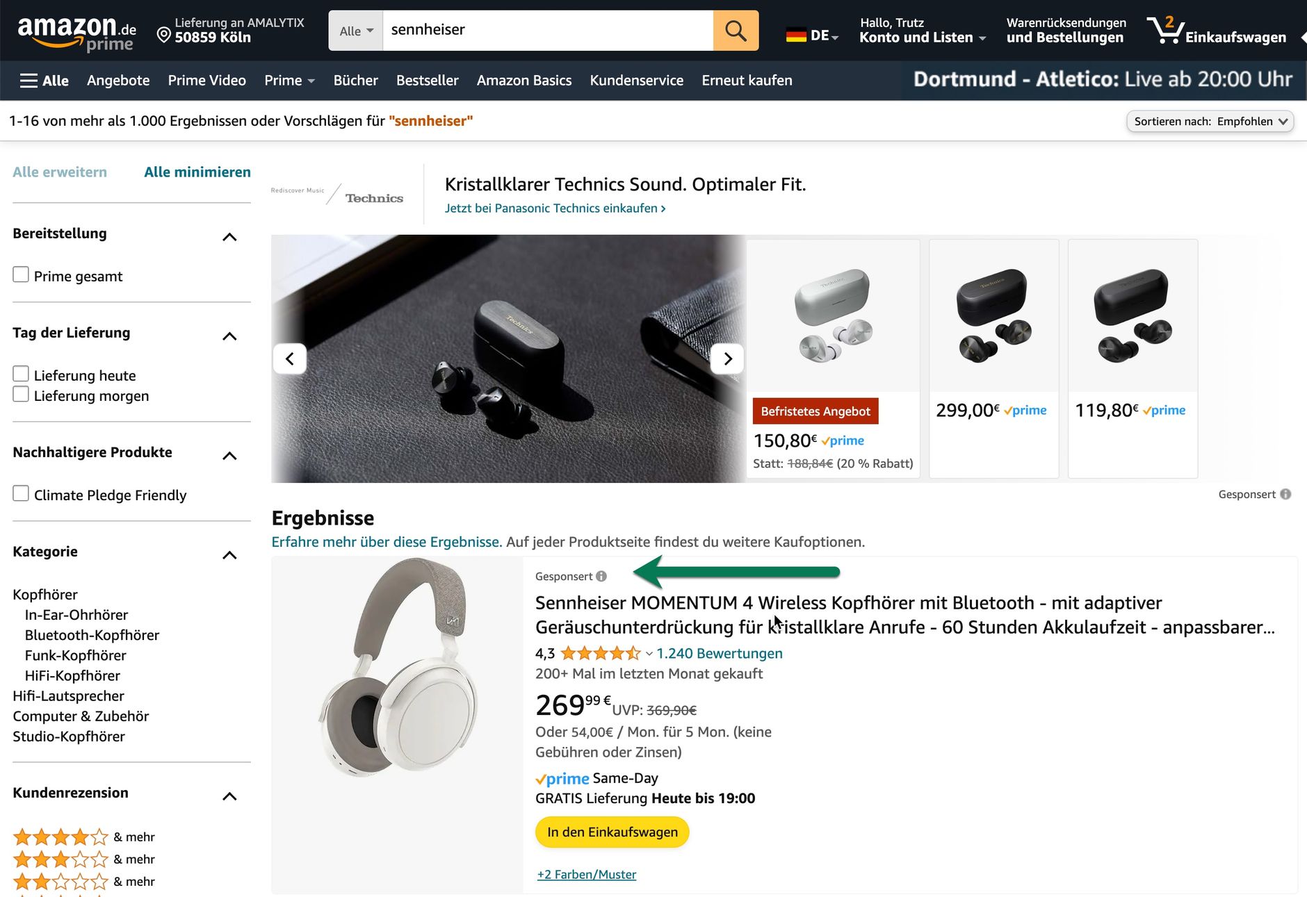 Sponsored Products am Beispiel Amazon