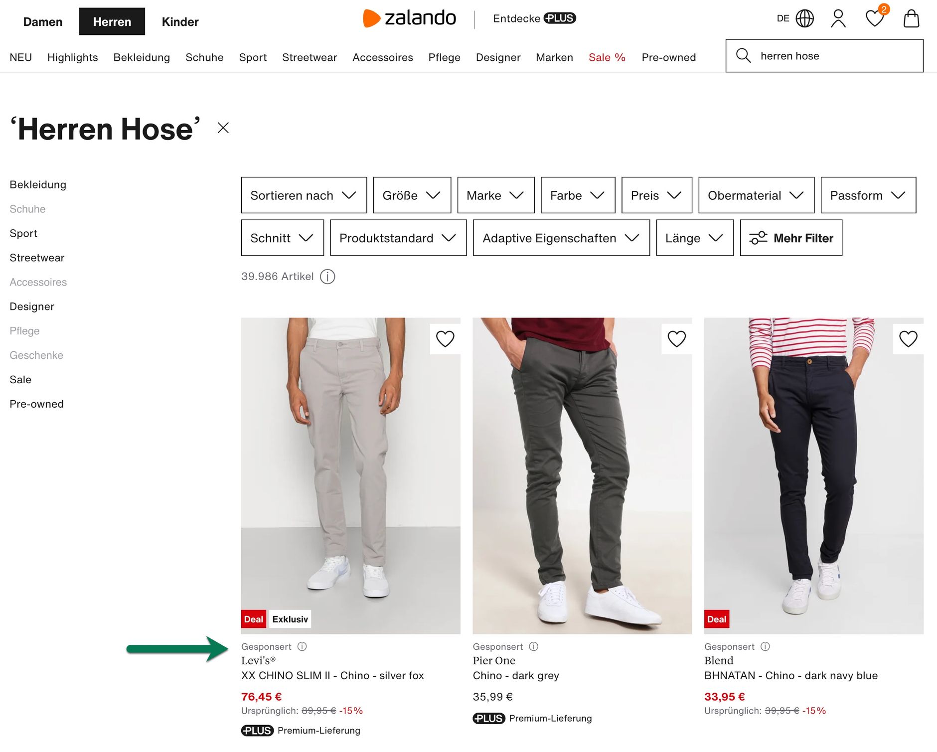 Sponsored Products am Beispiel Zalando