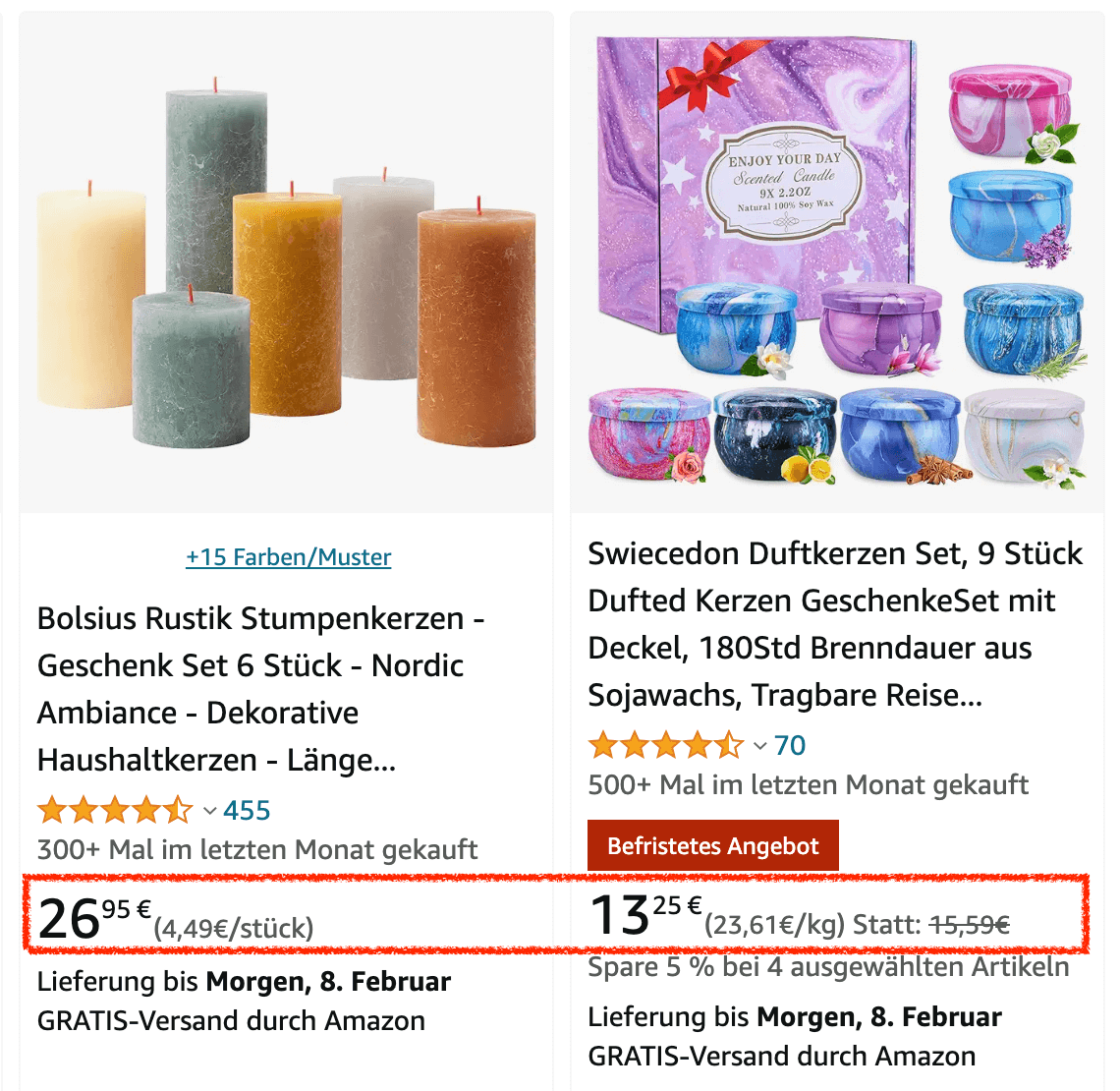 Grundpreisangabe auf Amazon