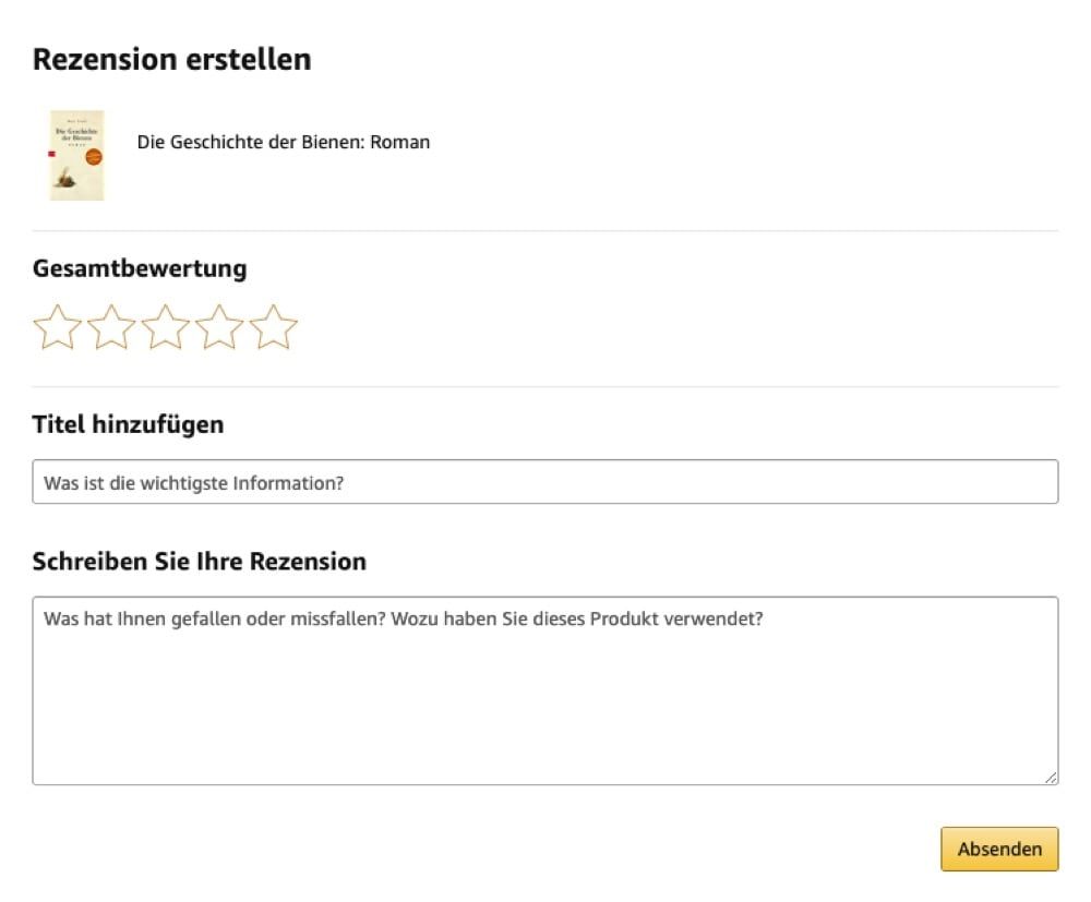 Grundlegende Elemente bei der Erstellung einer Amazon Standard-Rezension