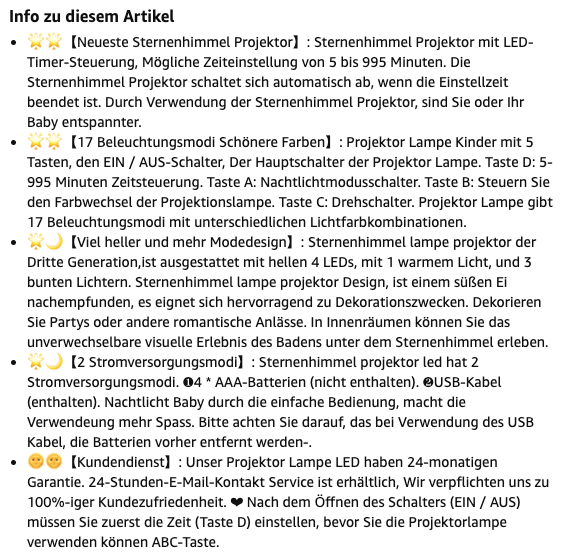 Gutes Beispiel für Bullet Points