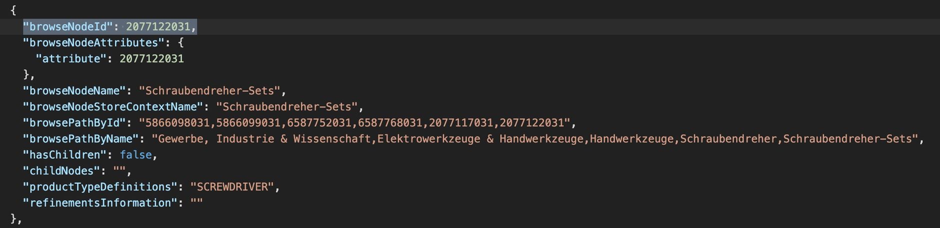 Browse Node ID in der Hauptkategorie Gewerbe, Industrie & Wissenschaft