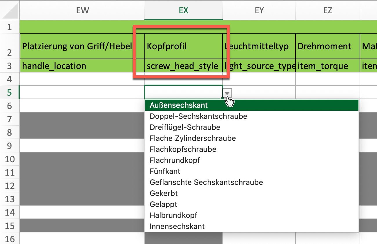 Auswahl der Refinements im Reverse-Feed