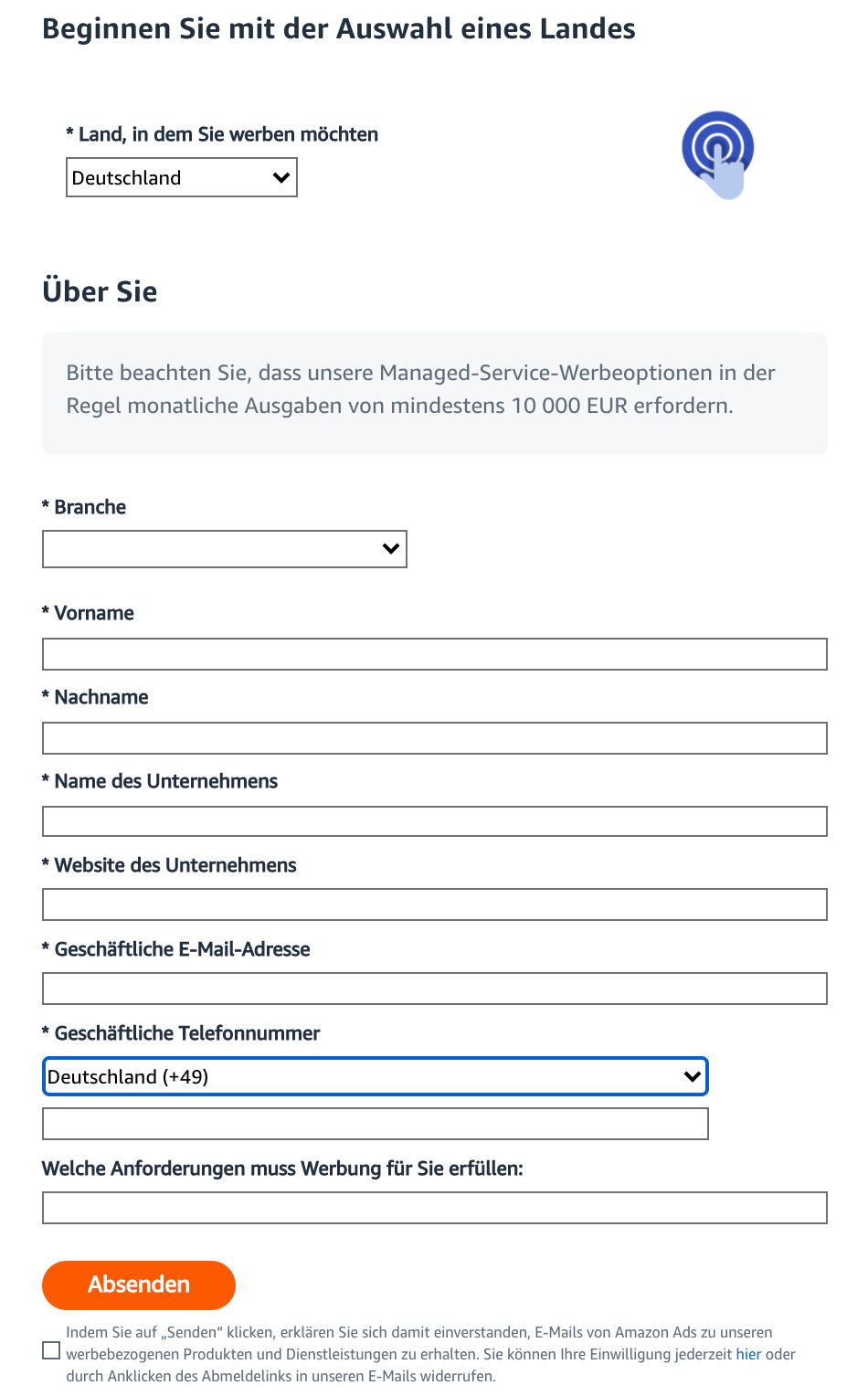 Füllen Sie das Kontaktformular aus