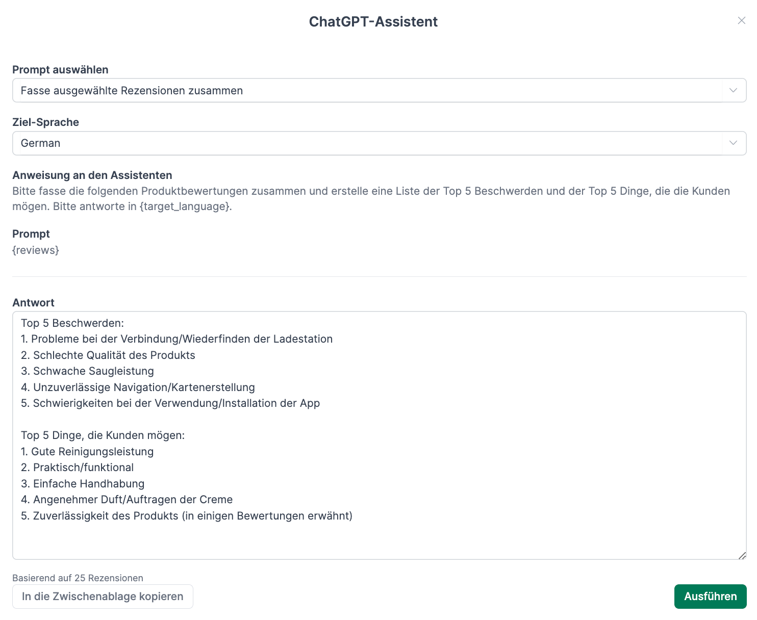 ChatGPT Assistent in AMALYTIX