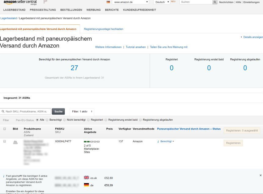 Pan-EU Programm internationales Verkaufen auf Amazon