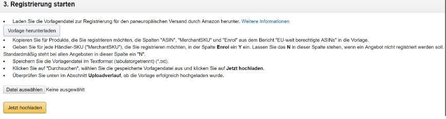 Pan EU Programm Amazon Produkte registrieren