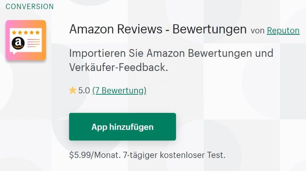 Amazon Reviews Shopify App Store