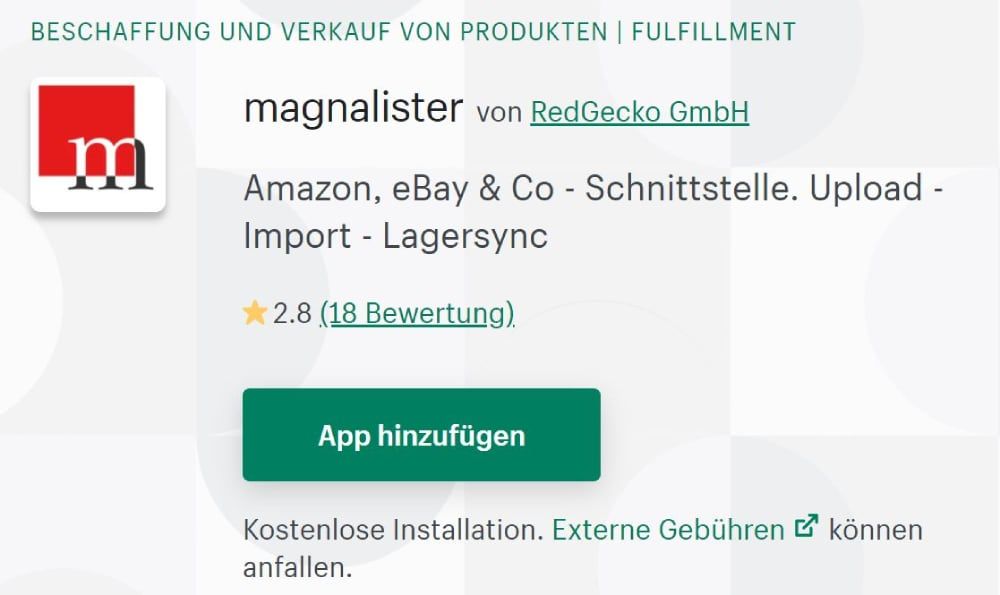 Magnalister Shopify App Store