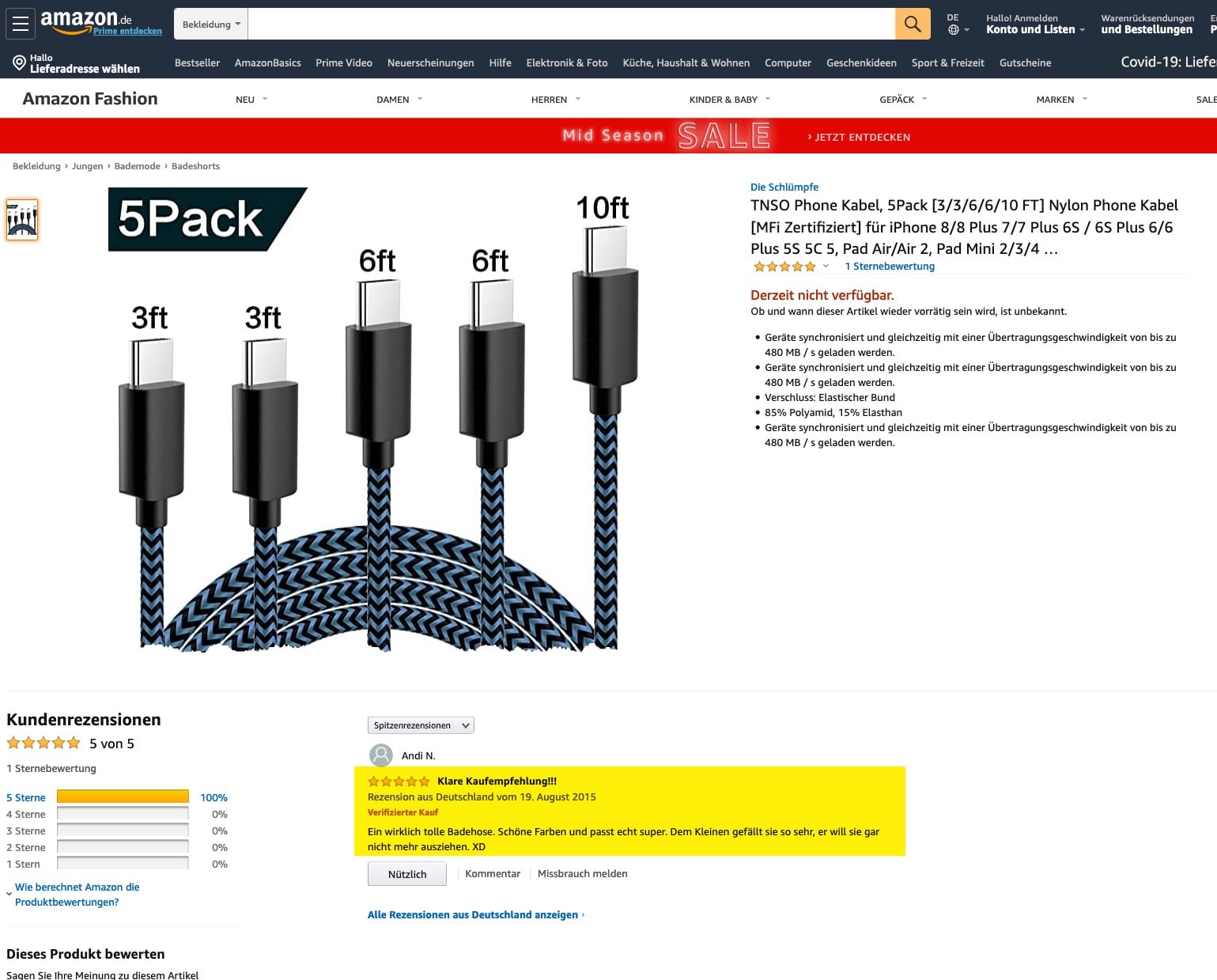 ASIN Highjacking - Rezension passt nicht zum angezeigten Produkt