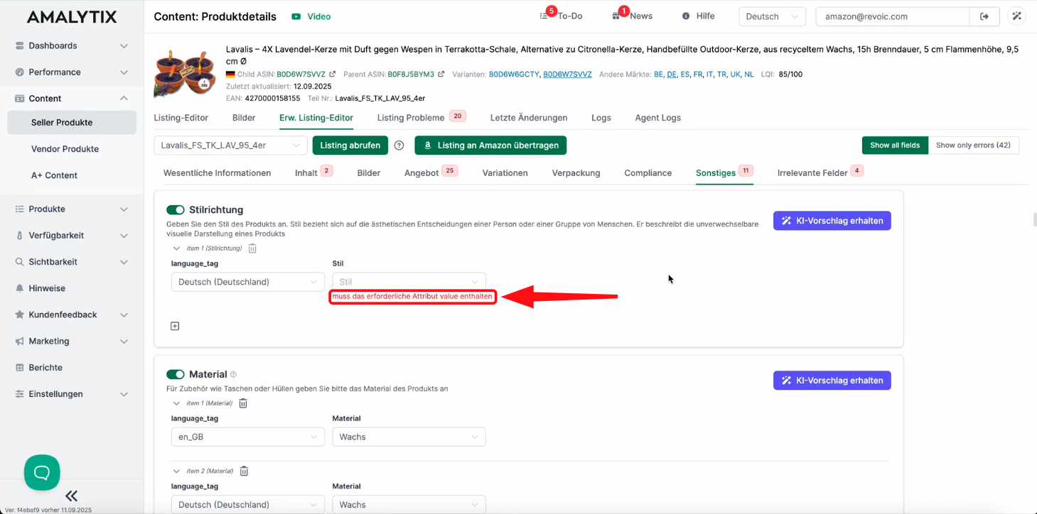 Fehlendes Pflichtfeld wird automatisch markiert