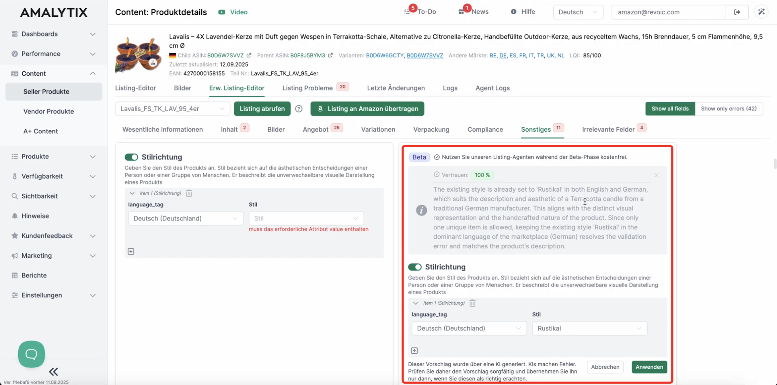 KI zeigt passenden Wert mit Begründung