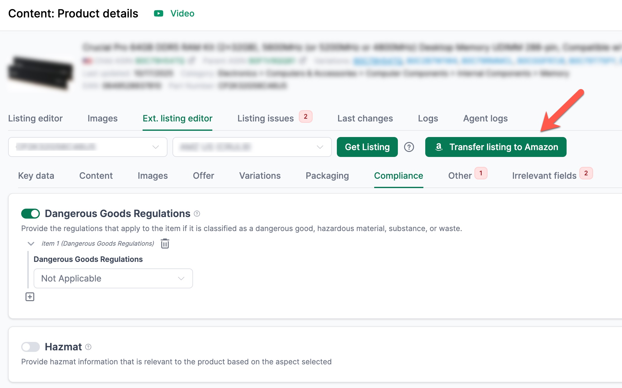 Transfer changes directly to Amazon