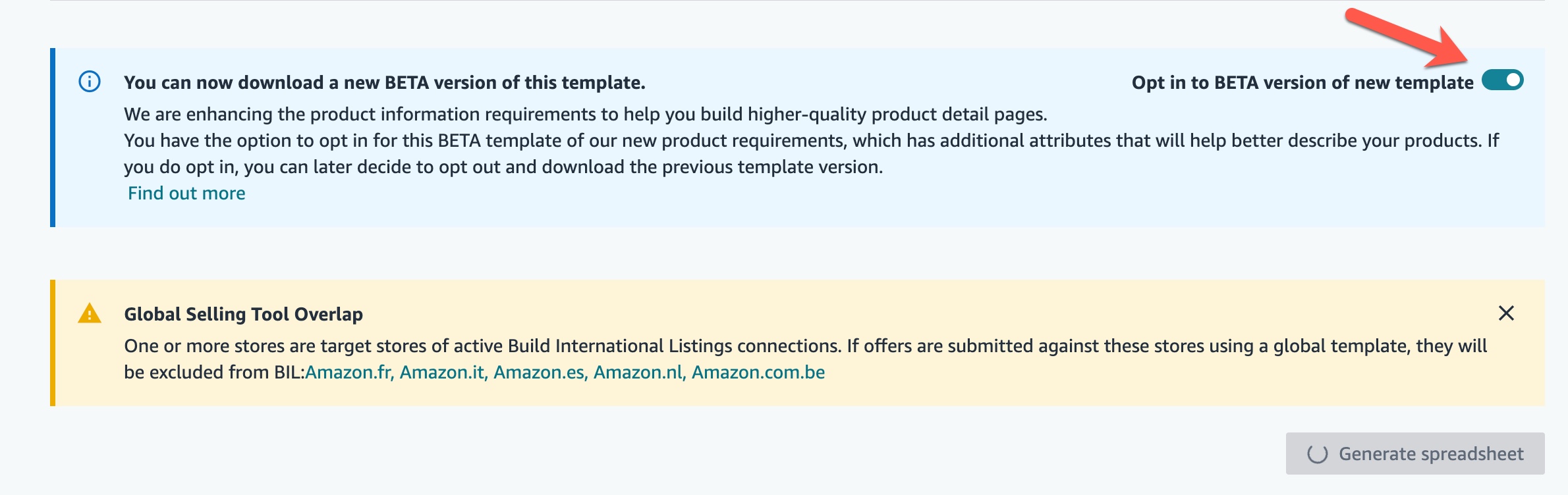 Amazon Beta-Version für GPSR Flatfile aktivieren