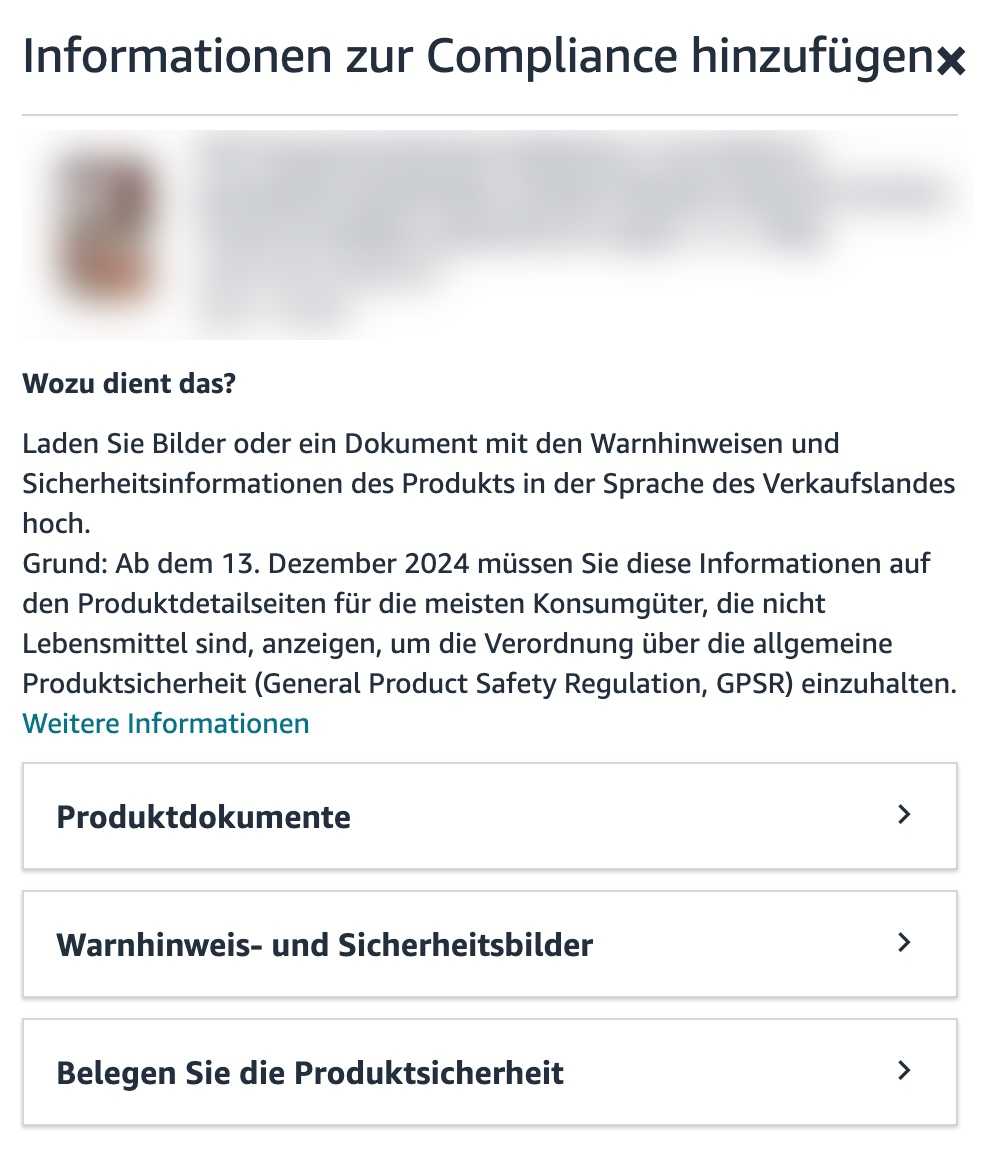 GPSR Dokumente hochladen Übersicht mit allen Optionen