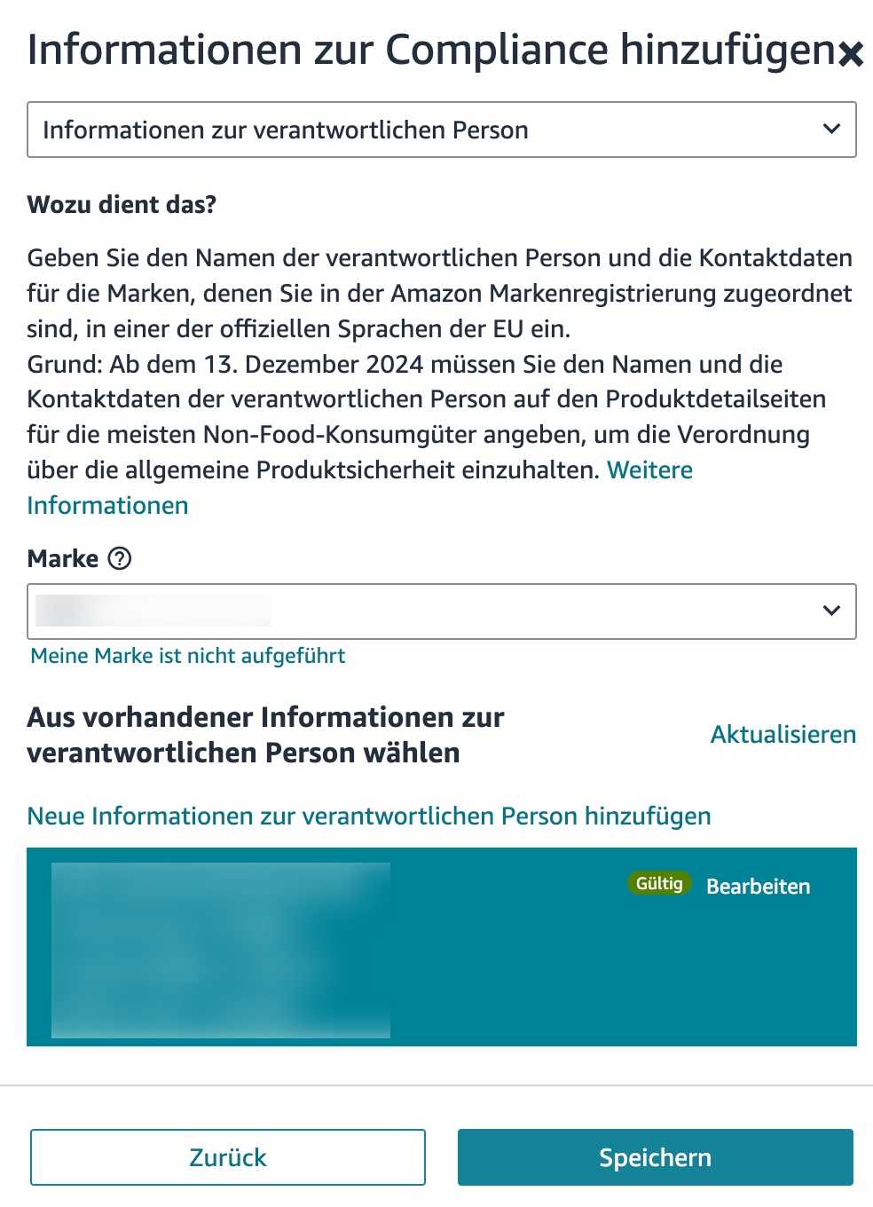 GPSR verantwortliche Person für EU-Produktsicherheit hinzufügen
